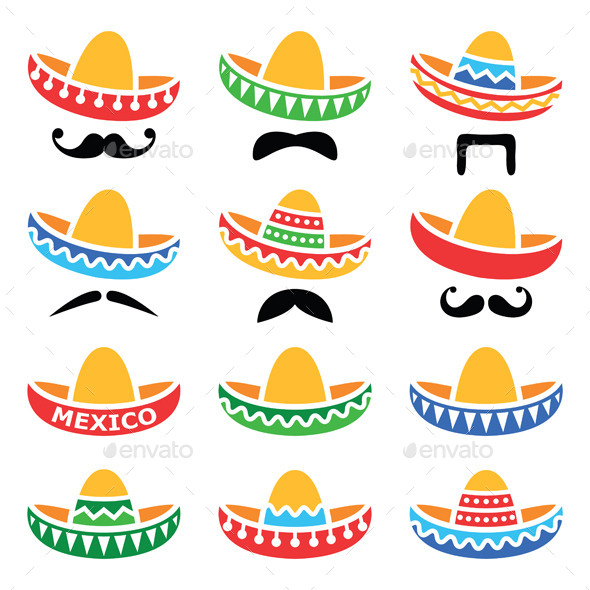 GraphicRiver Mexican Sombrero Hats 10301923 GraphicRiver Mexican Sombrero Hats 10301923