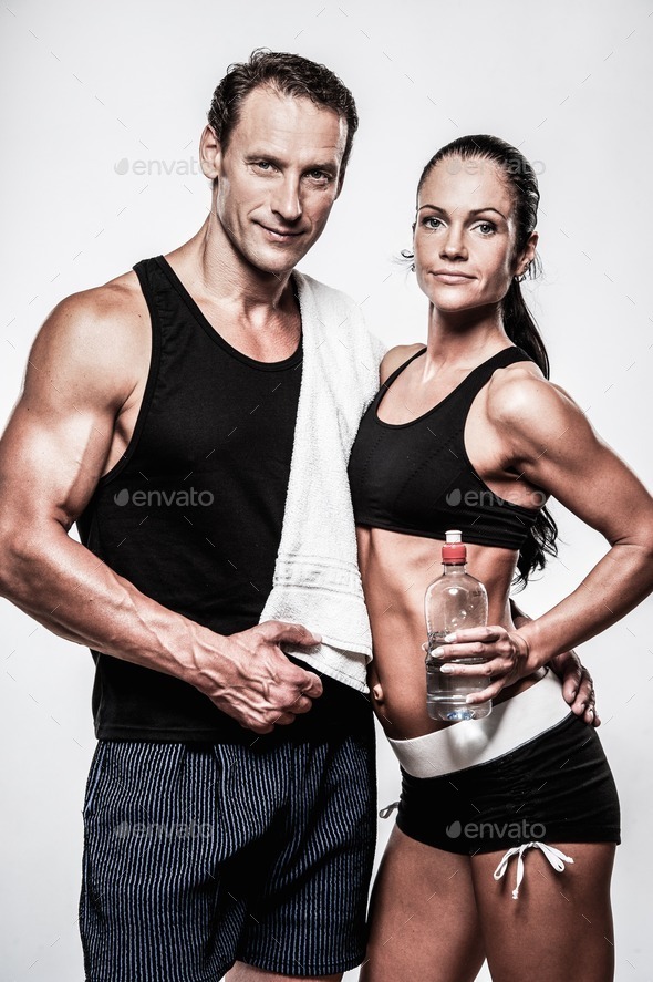 Athletic couple after fitness exercise (Misc) Photo Download