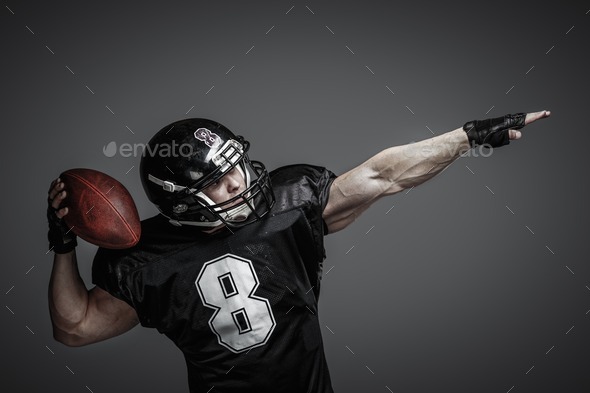 American football player with ball (Misc) Photo Download