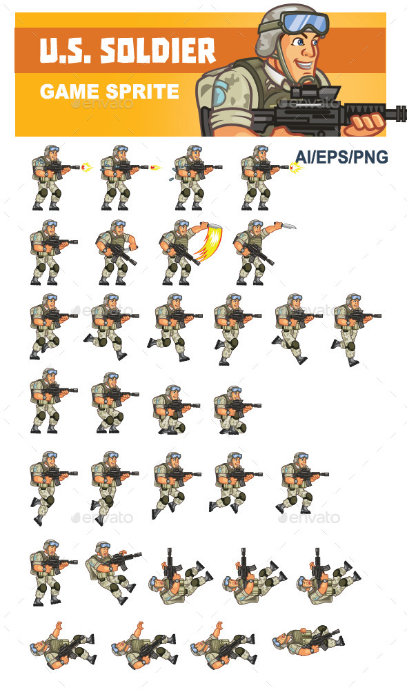 GraphicRiver U.S Soldier Game Sprite 10304843 GraphicRiver U.S Soldier Game Sprite 10304843