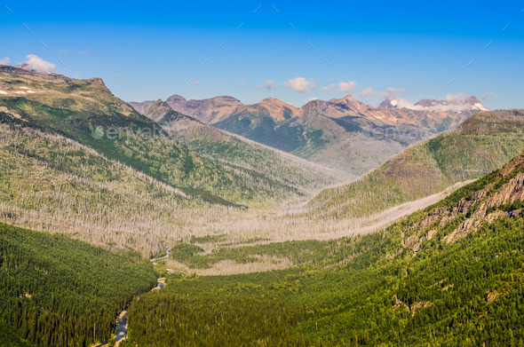 Scenic view of Mountain valley in Glacier NP, USA (Misc) Photo Download