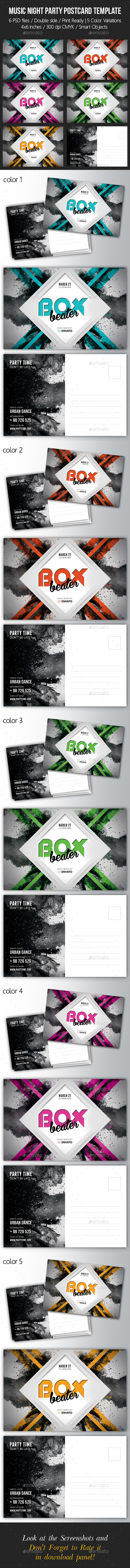 Music Night Party Postcard Template V03 Music Night Party Postcard Template V03