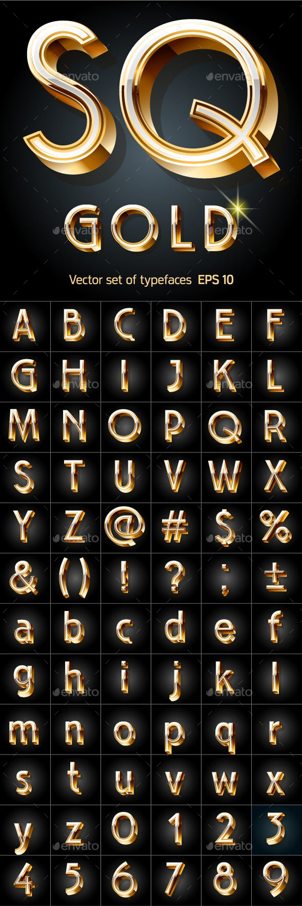 Illustration of Golden 3D Alphabet Illustration of Golden 3D Alphabet