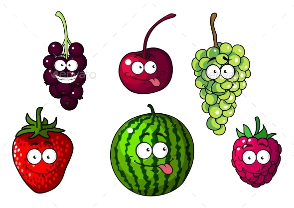 GraphicRiver Happy Colorful Cartoon Fruits and Berries 10306440 GraphicRiver Happy Colorful Cartoon Fruits and Berries 10306440