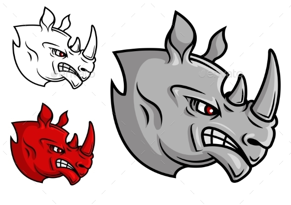 GraphicRiver Fierce Cartoon Rhino Head 10306791 GraphicRiver Fierce Cartoon Rhino Head 10306791