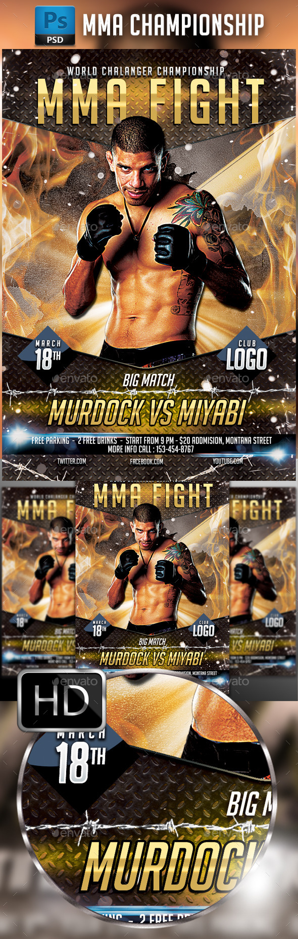 GraphicRiver MMA Fighting Flyer Template #4 10257287 GraphicRiver MMA Fighting Flyer Template #4 10257287