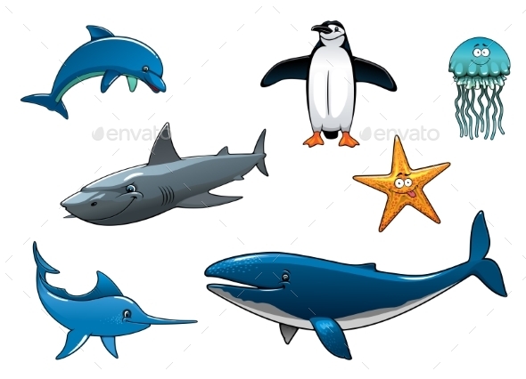 GraphicRiver Marine Wildlife Colored Animal Characters 10307036 GraphicRiver Marine Wildlife Colored Animal Characters 10307036