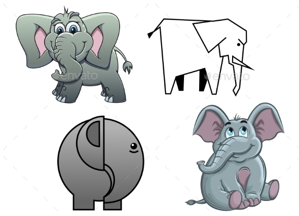 GraphicRiver Cartoon Baby Elephants 10307037 GraphicRiver Cartoon Baby Elephants 10307037