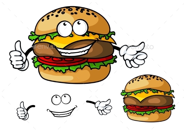 GraphicRiver Cartoon Cheeseburger 10307092 GraphicRiver Cartoon Cheeseburger 10307092