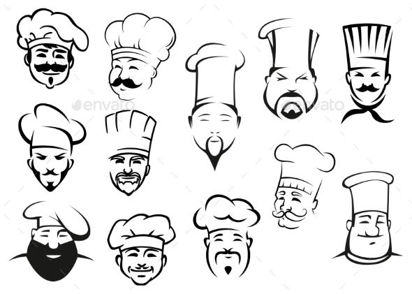 GraphicRiver European American and Asian Chefs in Toques 10307101 GraphicRiver European American and Asian Chefs in Toques 10307101