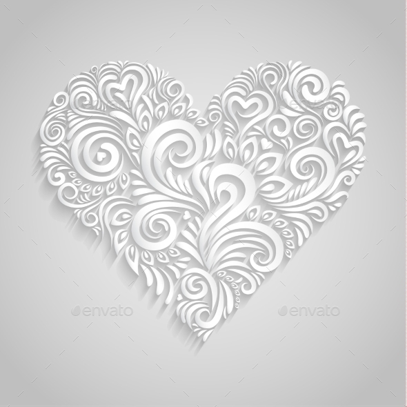 GraphicRiver White Paper Floral Heart 10307532 GraphicRiver White Paper Floral Heart 10307532