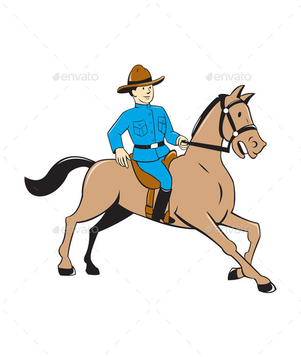 GraphicRiver Mounted Police Officer Riding Horse Cartoon 10308025 GraphicRiver Mounted Police Officer Riding Horse Cartoon 10308025