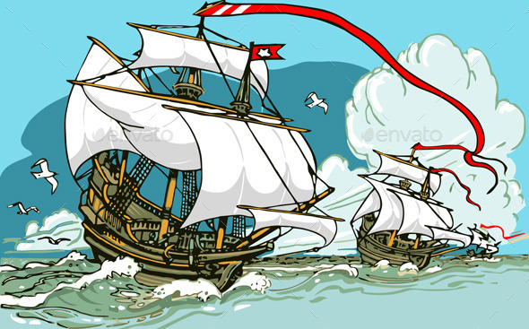 GraphicRiver Great Discoveries Three Galleons Sailing 10310195 GraphicRiver Great Discoveries Three Galleons Sailing 10310195
