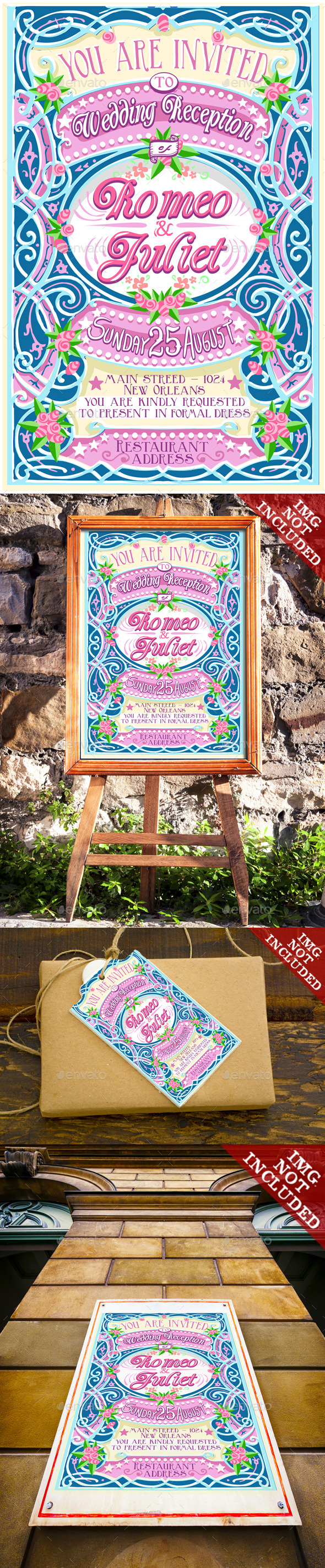 Floral Vintage Wedding Invite (Weddings)