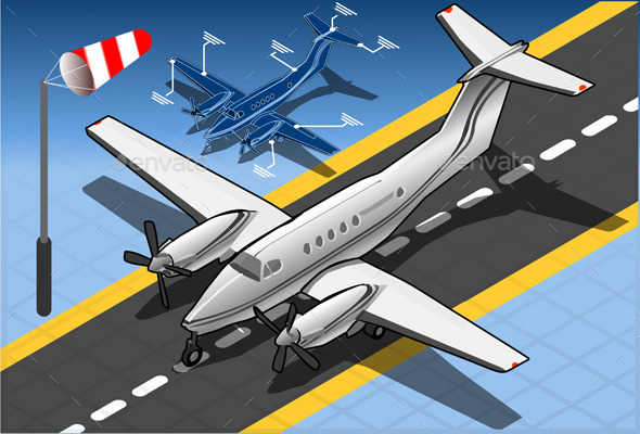 GraphicRiver Isometric White Private Plane 10310725 GraphicRiver Isometric White Private Plane 10310725