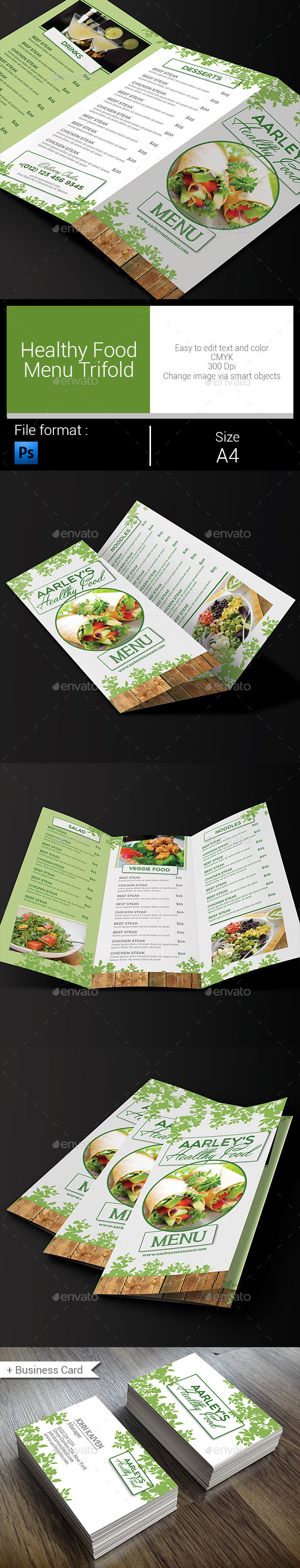 Healthy Food Menu Trifold