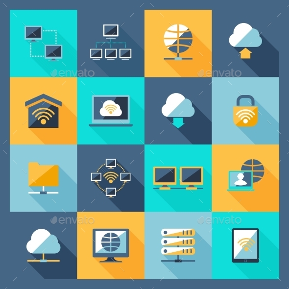 Network Icons Flat (Technology)