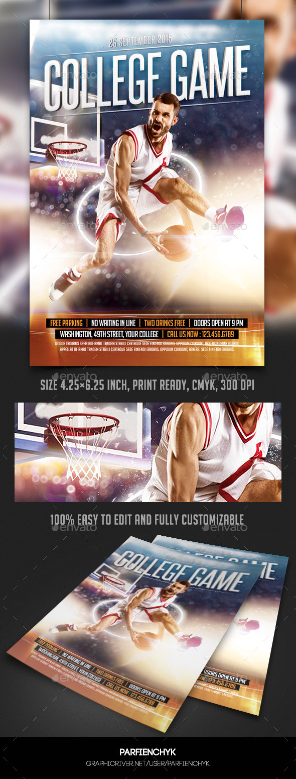 GraphicRiver College Basketball Game Flyer Template 10314630 GraphicRiver College Basketball Game Flyer Template 10314630