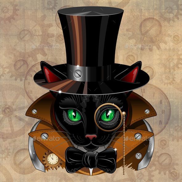 GraphicRiver Steampunk Black Cat Portrait 10318034 GraphicRiver Steampunk Black Cat Portrait 10318034