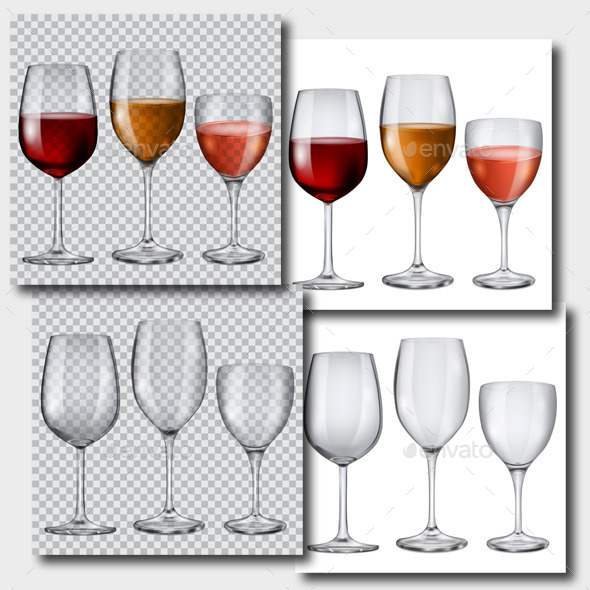GraphicRiver Transparent Glasses with Wine and Without 10318977 GraphicRiver Transparent Glasses with Wine and Without 10318977