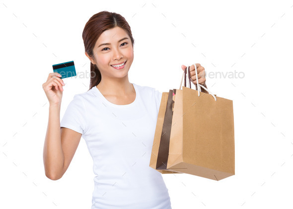 Woman with shopping bag and credit card (Misc) Photo Download