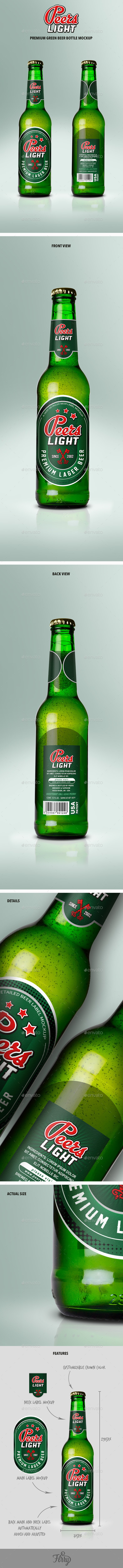 GraphicRiver Premium Green Beer Bottle Mockup 10324570 GraphicRiver Premium Green Beer Bottle Mockup 10324570