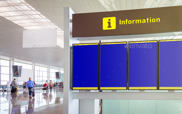 Empty information panel flight times in the airport