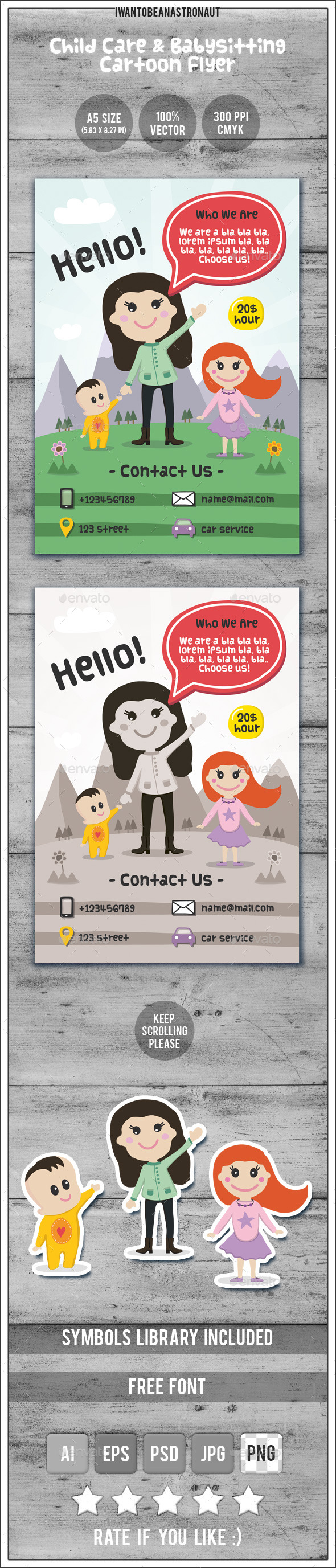 GraphicRiver Child Care & Babysitting Cartoon Flyer 10328295 GraphicRiver Child Care & Babysitting Cartoon Flyer 10328295