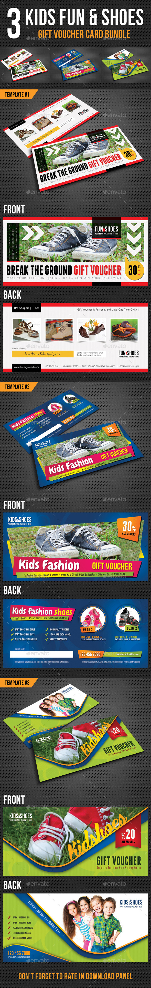 GraphicRiver 3 in 1 Kids Fun and Shoes Gift Voucher Bundle 10330446 GraphicRiver 3 in 1 Kids Fun and Shoes Gift Voucher Bundle 10330446