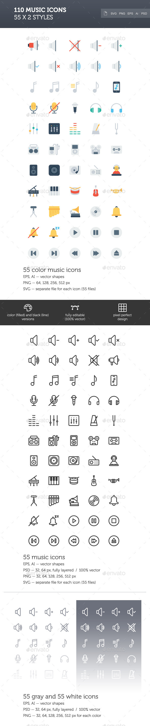 GraphicRiver Music Icon Set 2 styles 10330563 GraphicRiver Music Icon Set 2 styles 10330563