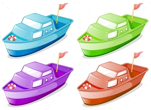 GraphicRiver Four Boats in Different Colors 10333723 GraphicRiver Four Boats in Different Colors 10333723