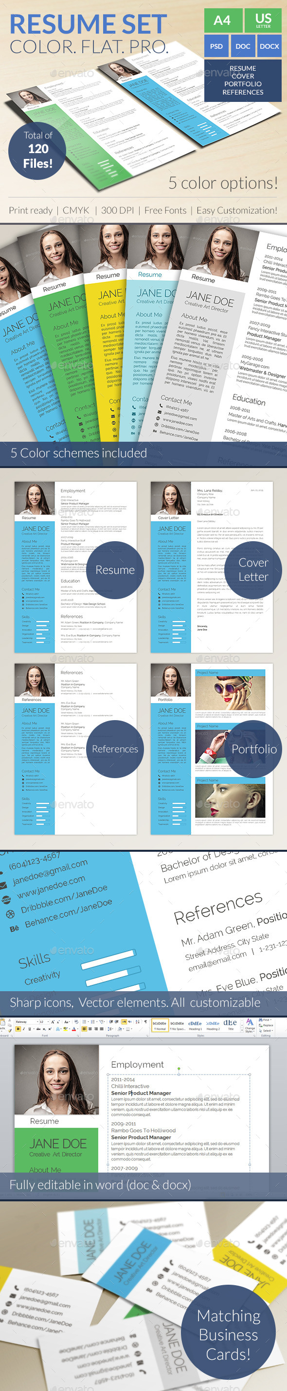 Colorful Flat Resume Set