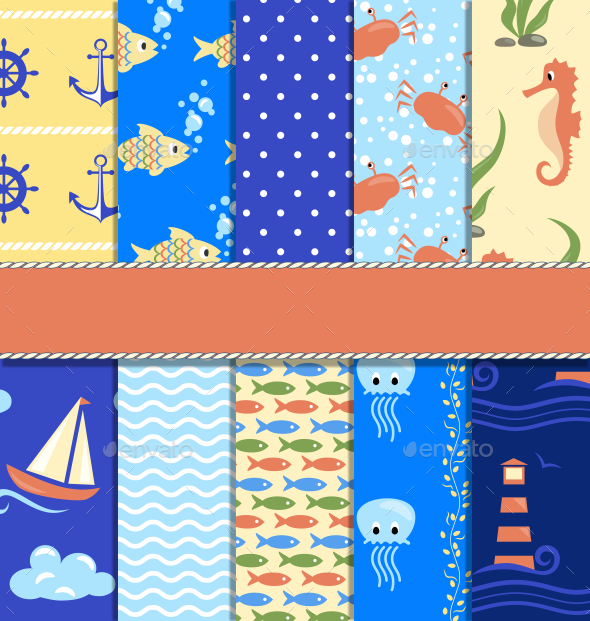 GraphicRiver Set of 10 Seamless Sea Patterns 10335039 GraphicRiver Set of 10 Seamless Sea Patterns 10335039