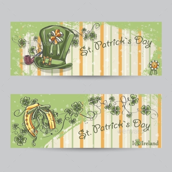 Set of Horizontal Banners for St Patrick s Day Set of Horizontal Banners for St Patrick s Day