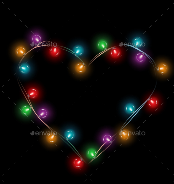 Multicolored Glassy Lights Like Heart Frame Multicolored Glassy Lights Like Heart Frame