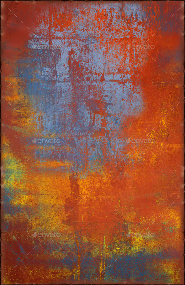 Multicolored Metal Texture with Rusty Seams Along Edges