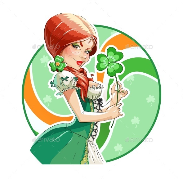 GraphicRiver Beautiful Girl with Shamrock for Saint Patricks 10336912 GraphicRiver Beautiful Girl with Shamrock for Saint Patricks 10336912