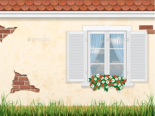 GraphicRiver Window on the Old Wall 10337101 GraphicRiver Window on the Old Wall 10337101