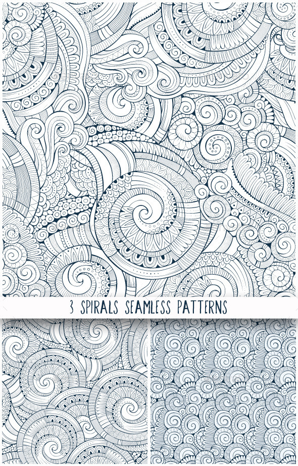 GraphicRiver 3 Spiral Seamless Pattern 10337993 GraphicRiver 3 Spiral Seamless Pattern 10337993