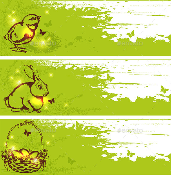 Green Easter Horizontal Banners Green Easter Horizontal Banners