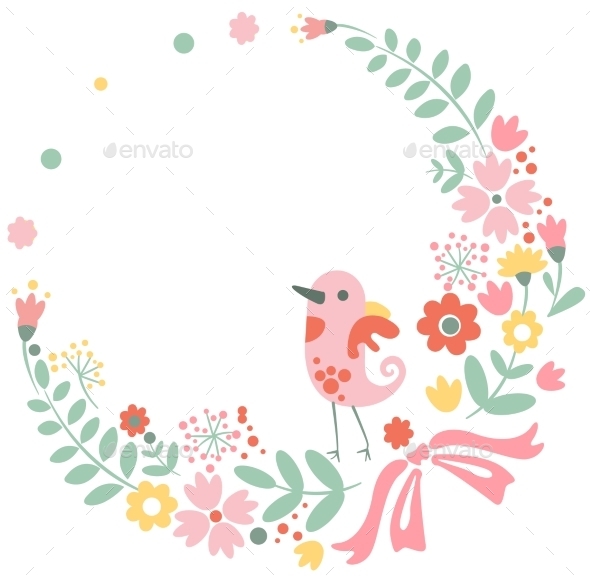 GraphicRiver Vintage Floral Background with Cute Bird in Pastel 10338221 GraphicRiver Vintage Floral Background with Cute Bird in Pastel 10338221
