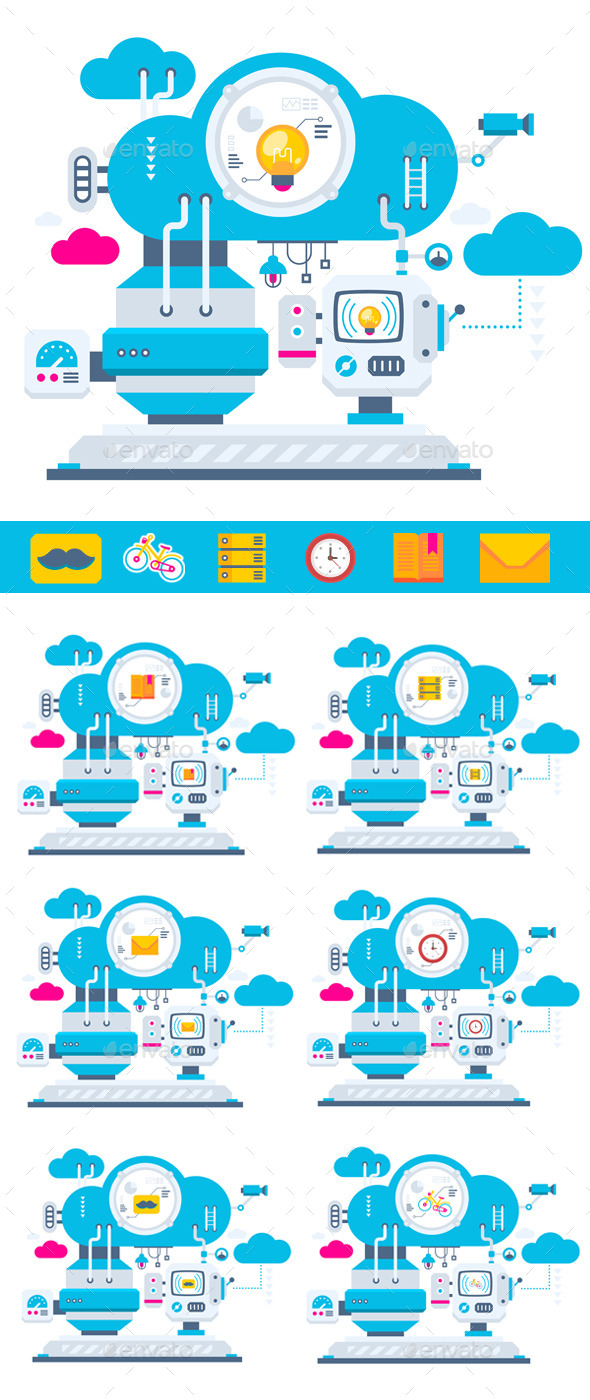 GraphicRiver Flat Cloud Technology Service 10338238 GraphicRiver Flat Cloud Technology Service 10338238