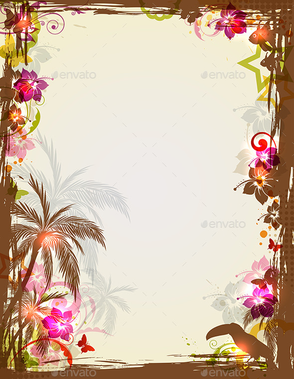 GraphicRiver Tropical Frame with Palms and Toucan 10338959 GraphicRiver Tropical Frame with Palms and Toucan 10338959