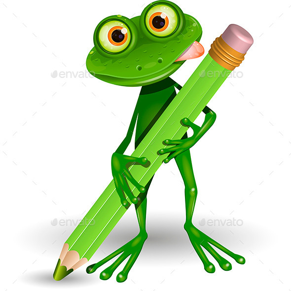 Frog with Pencil (Animals)