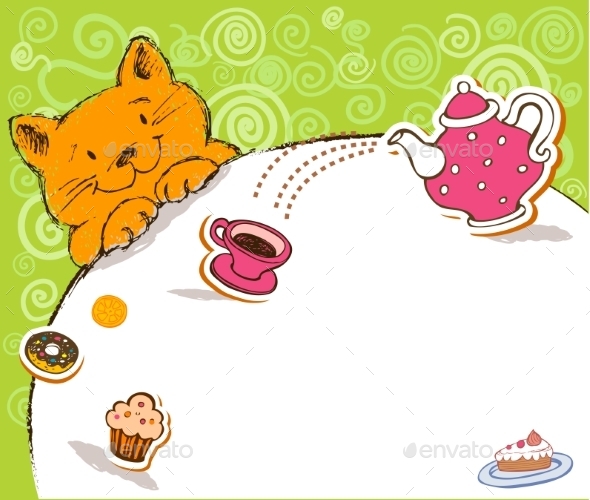 Greeting Card with Red Cat and Place for Text (Birthdays)