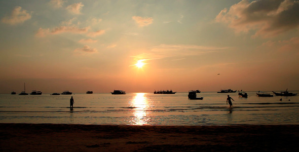 Frisbee On A Sunset Beach Frisbee On A Sunset Beach