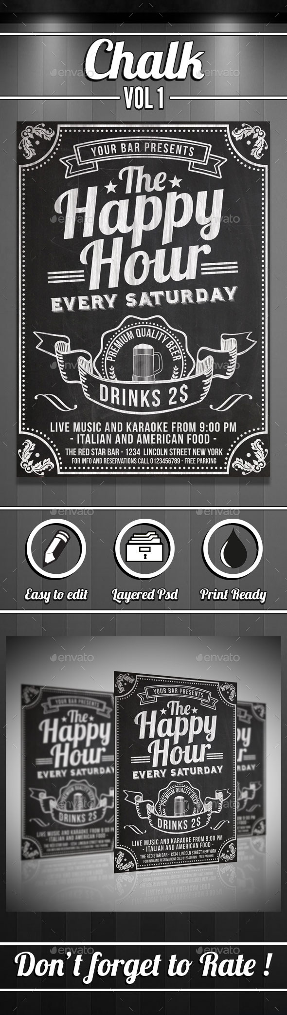 GraphicRiver Happy Hour Chalkboard Flyer 10341676 GraphicRiver Happy Hour Chalkboard Flyer 10341676