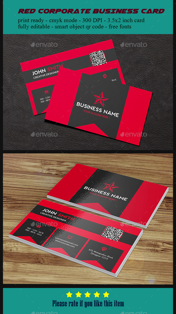GraphicRiver Red Corporate Business Card 10347807 GraphicRiver Red Corporate Business Card 10347807