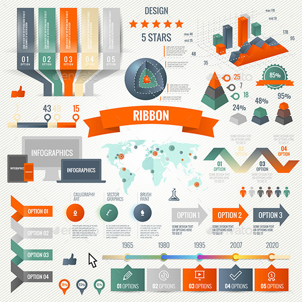 Infographics Set with Options. Business Icons