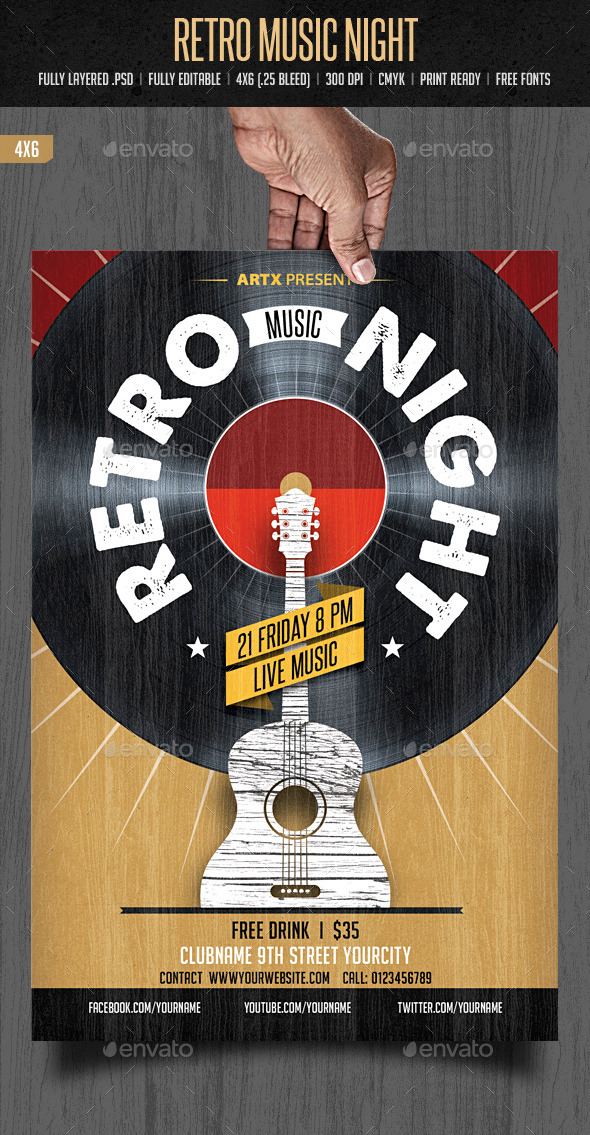 GraphicRiver Retro Music Night 10349455 GraphicRiver Retro Music Night 10349455